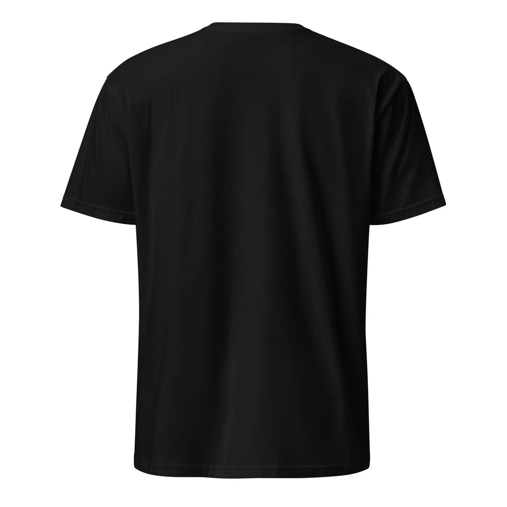 Schwarzes Kurzarm Unisex T-Shirt mit Logo – klassisches Baumwollshirt für Alltag und Freizeit.